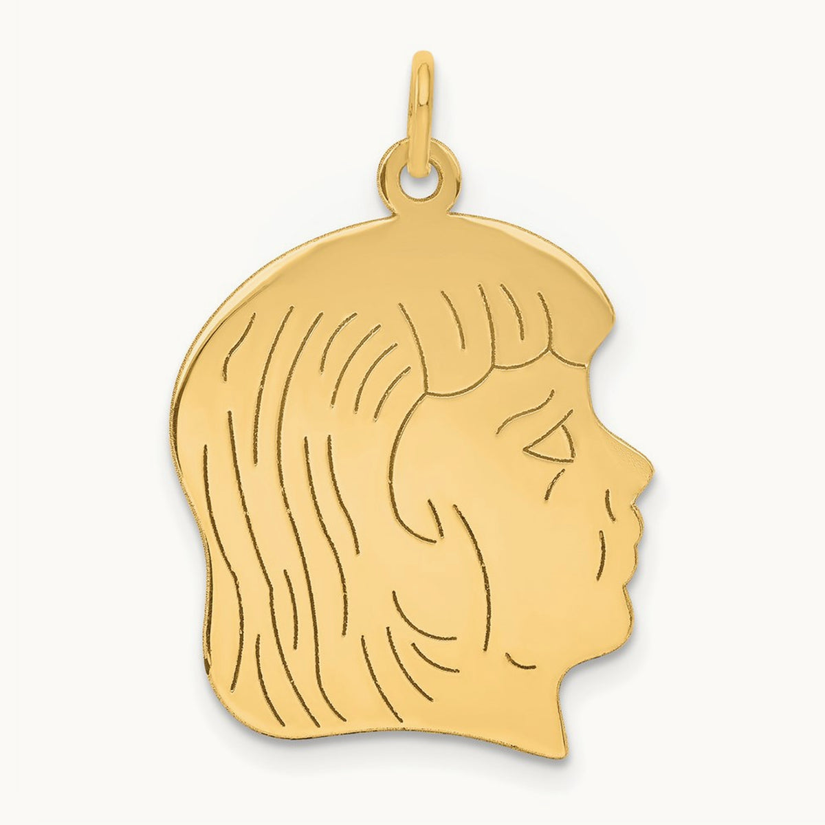 .011 Depth Engravable Girl Head Charm — 30mm