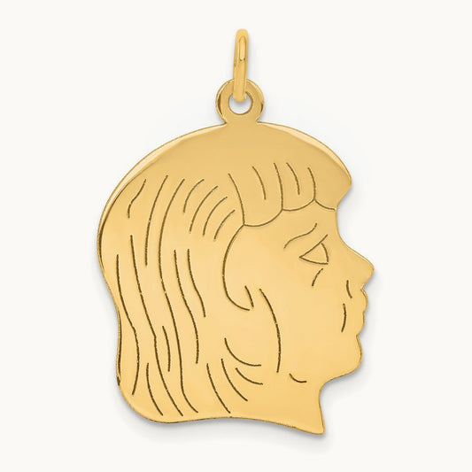 .018 Depth Engravable Girl Head Charm — 30mm