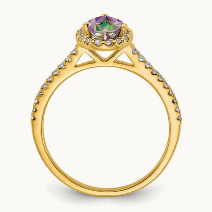 Mystic Fire Diamond Halo Complete Engagement Ring, 14K