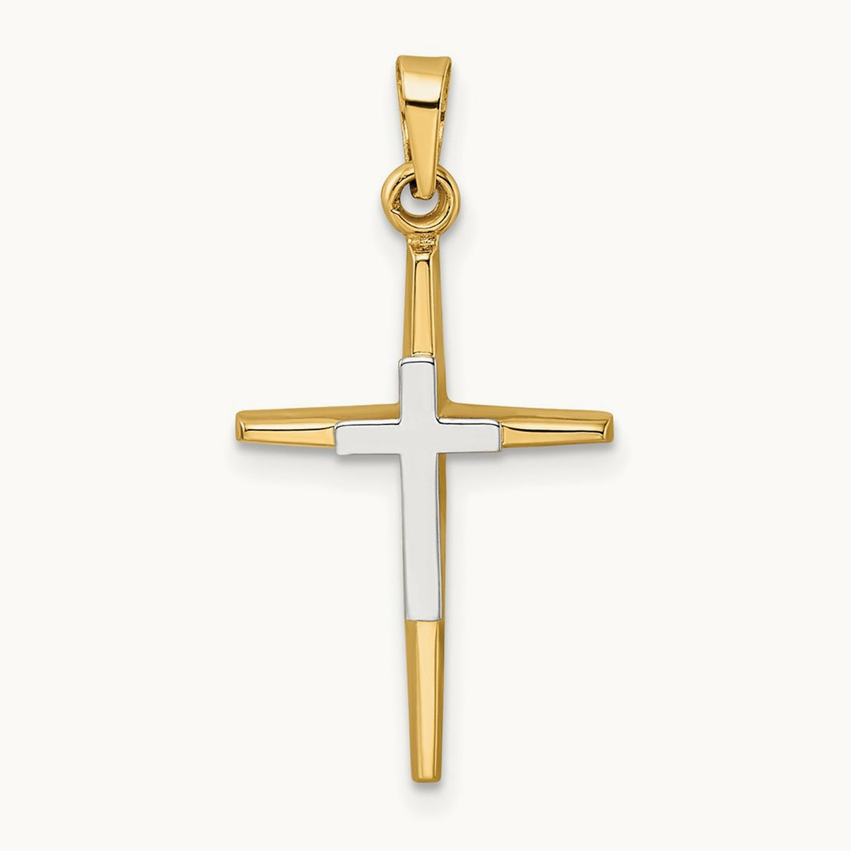 Polished Solid Double Cross Pendant — 27mm