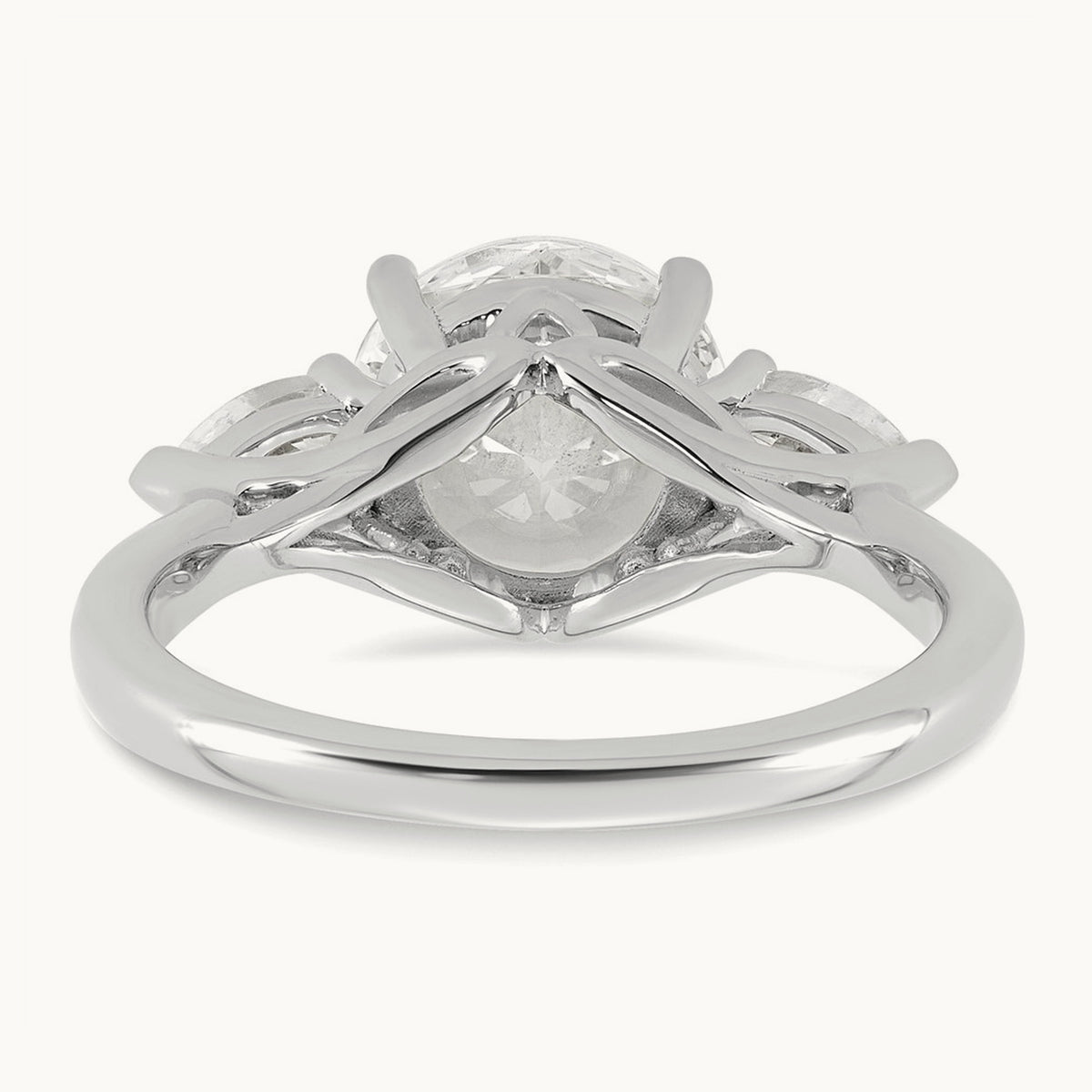 Round with Pear 3 Stone Engagement Ring, 1.25-3.50 ct tw Lab-Grown Diamond — 3 ct, 14K White Gold