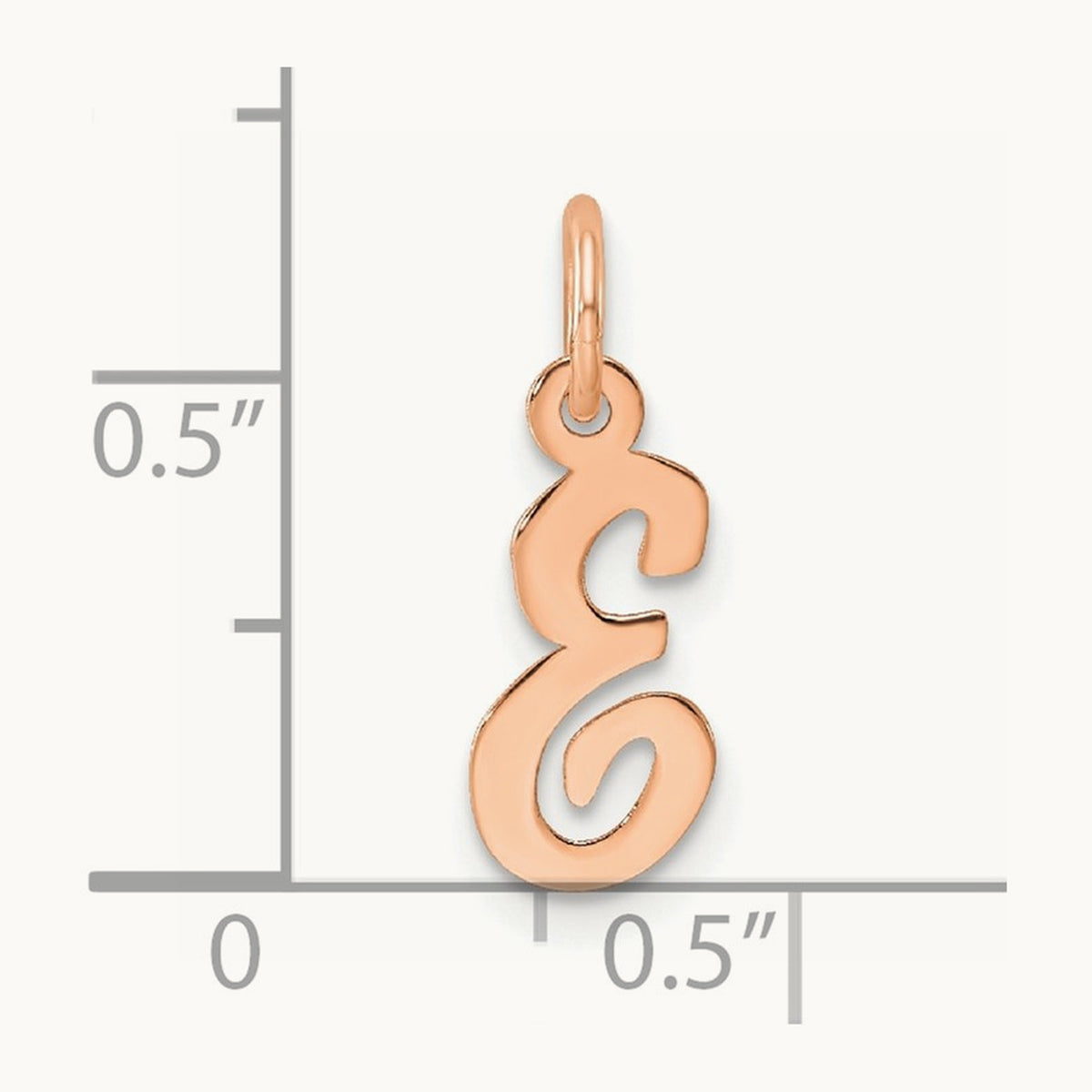 Small Script Letter E Initial Charm, 14K Rose Gold