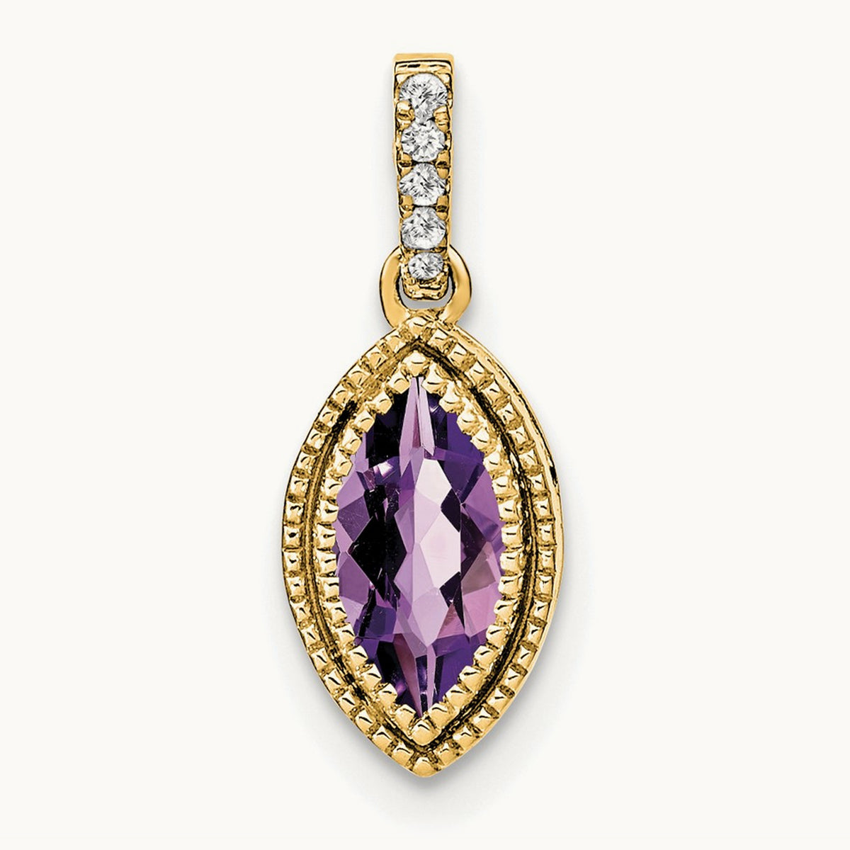 Marquise Amethyst and Diamond Pendant, 14K