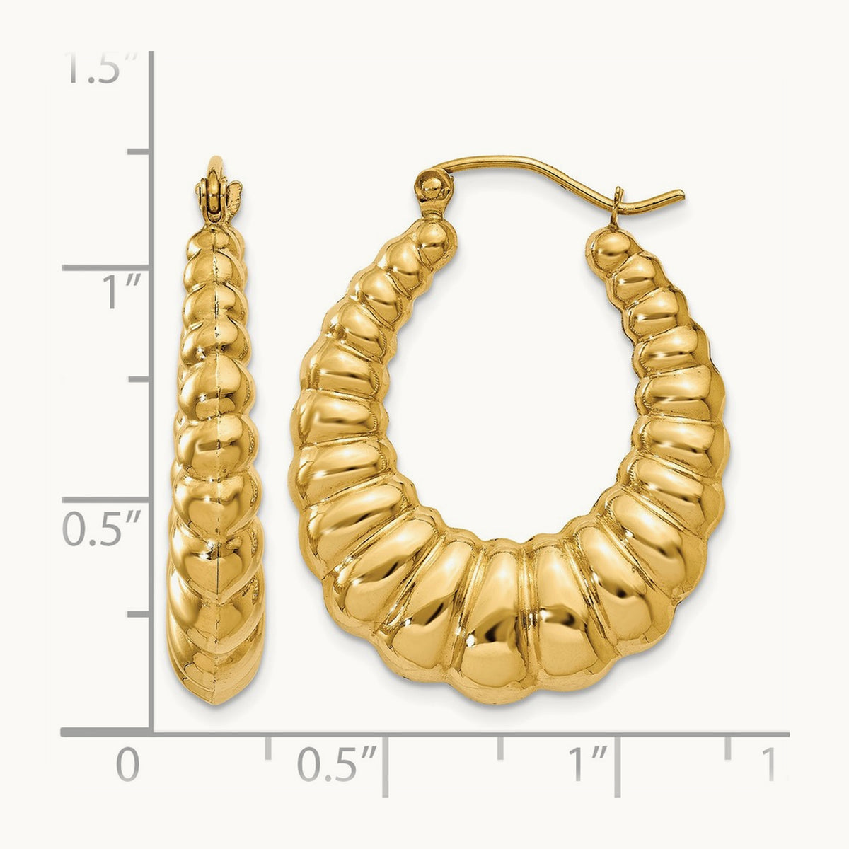 Polished Scalloped Hoop Earrings — 23.75mm