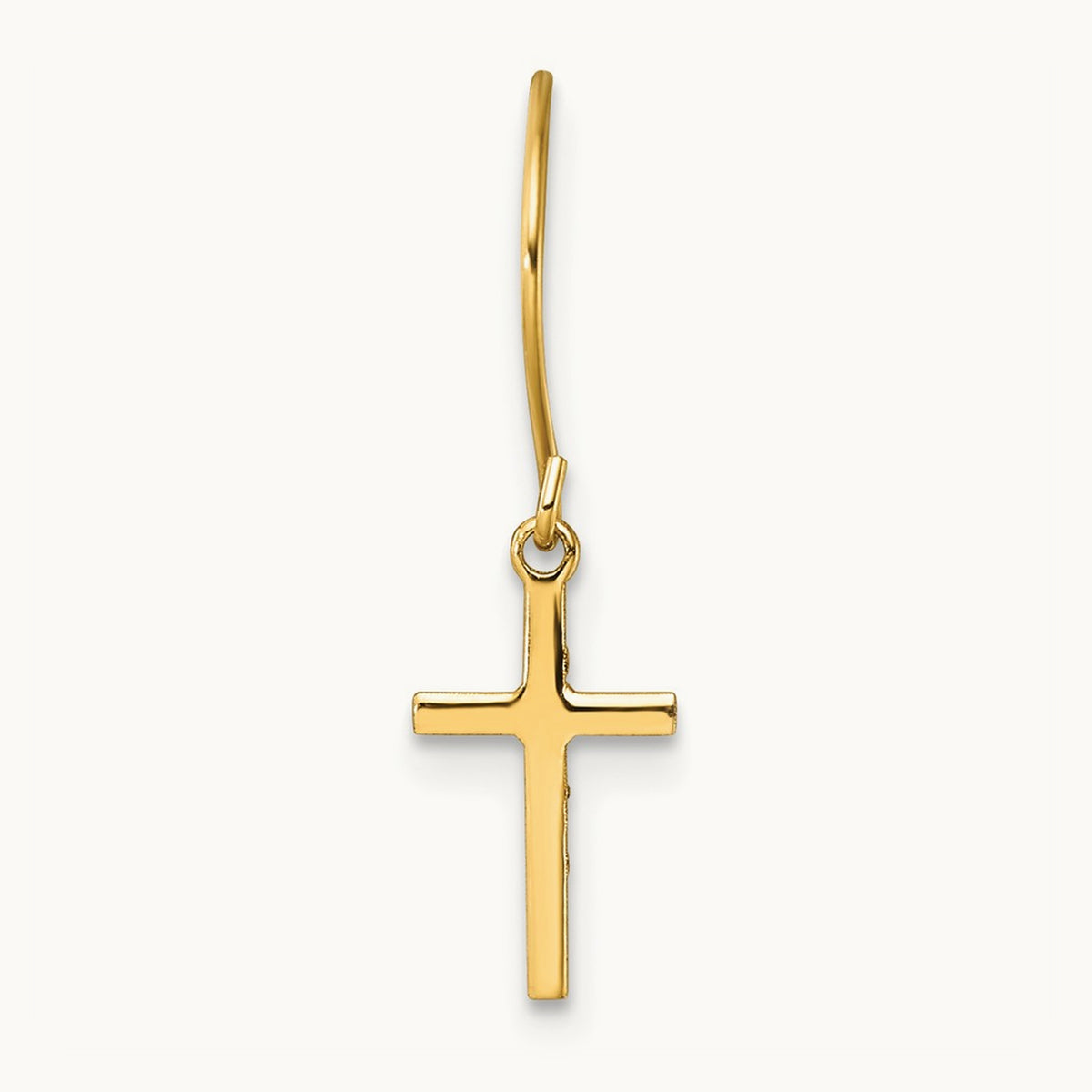 Single 14k Dangle Cross Shepherd Hook Earring