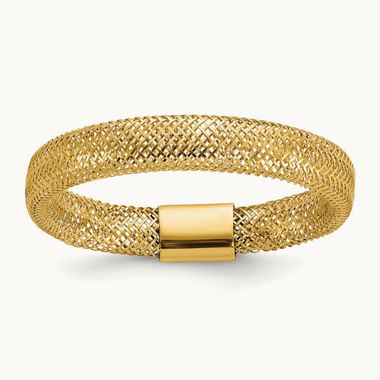 Mesh Stretch Ring — 14K Yellow Gold