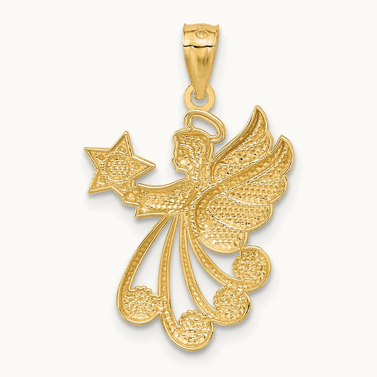 w/Rhodium D/C Angel with a Star, 14K