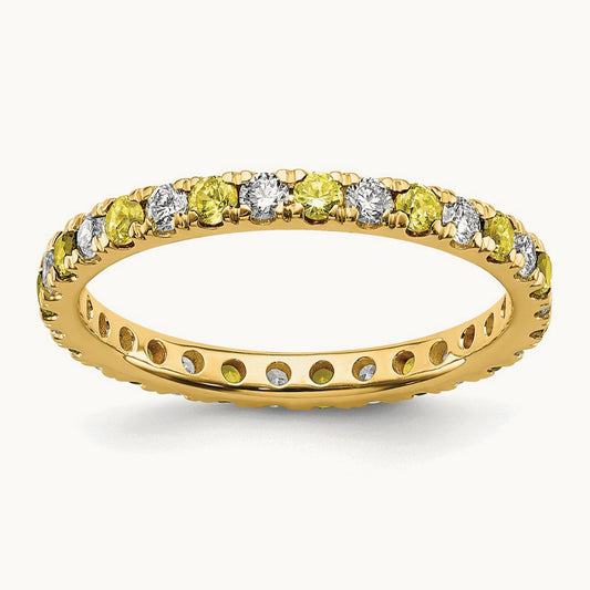 Created Yellow Sapphire Eternity Band, 0.25-0.50 ct tw Lab-Grown Diamond — 14K Yellow Gold