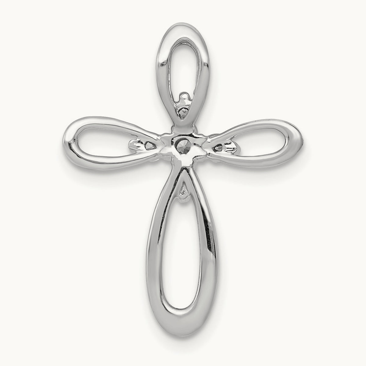 1/20ct. Diamond Cross Chain Slide — 14K White Gold, 23.5mm, 0.2 ct