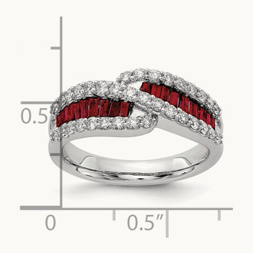 Created Ruby Ring, 0.50 ct tw Lab-Grown Diamond