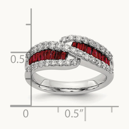 Created Ruby Ring, 0.50 ct tw Lab-Grown Diamond