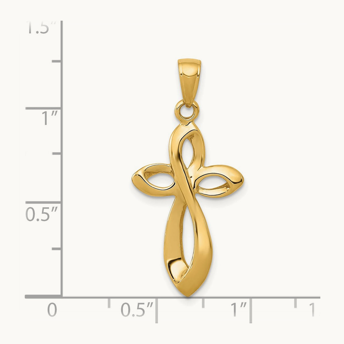 Polished w/Satin Figure 8 Cross Pendant, 14K