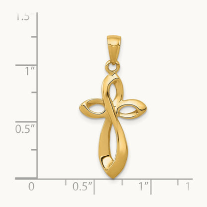 Polished w/Satin Figure 8 Cross Pendant, 14K