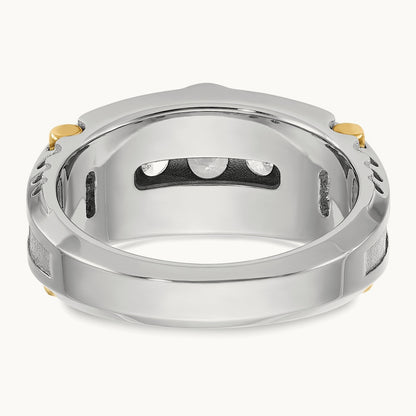 14ktt IBGoodman Men's Polished & Textured 5-Stone Diamond Ring