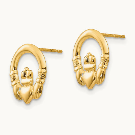 Madi K Claddagh Post Earrings, 14K