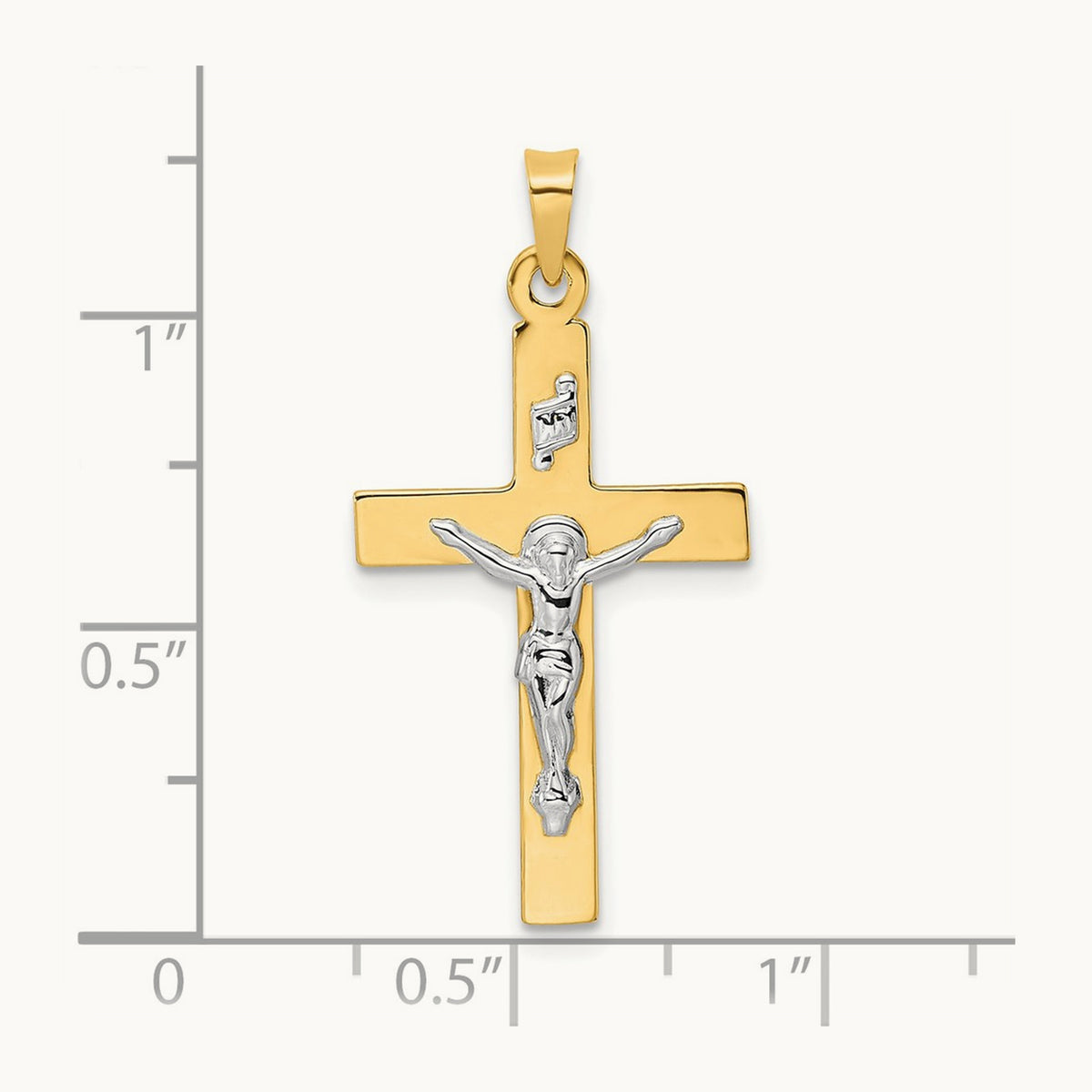 Polished Solid INRI Crucifix Pendant — 32mm