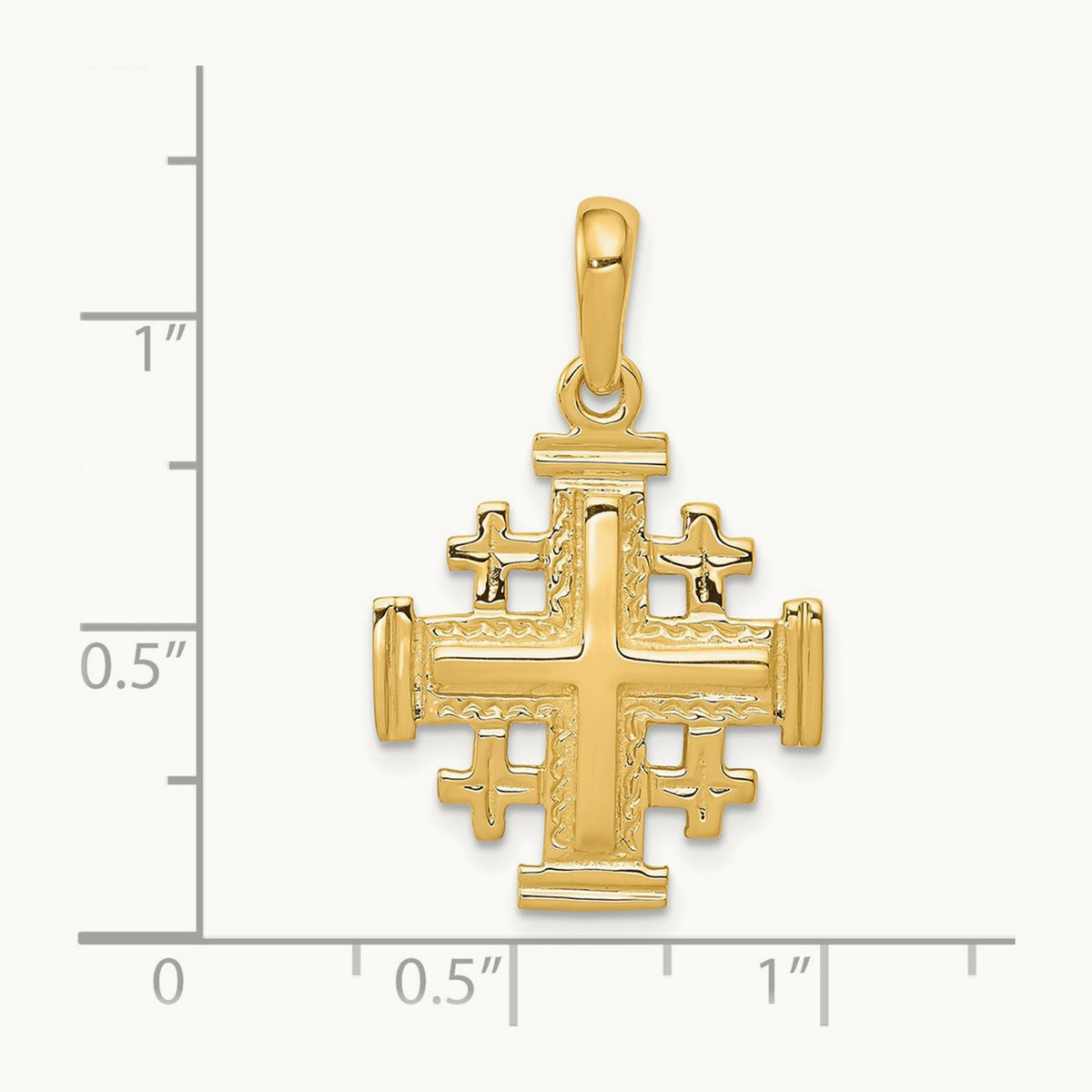 Jerusalem Cross Pendant — 14K Yellow Gold, 30mm