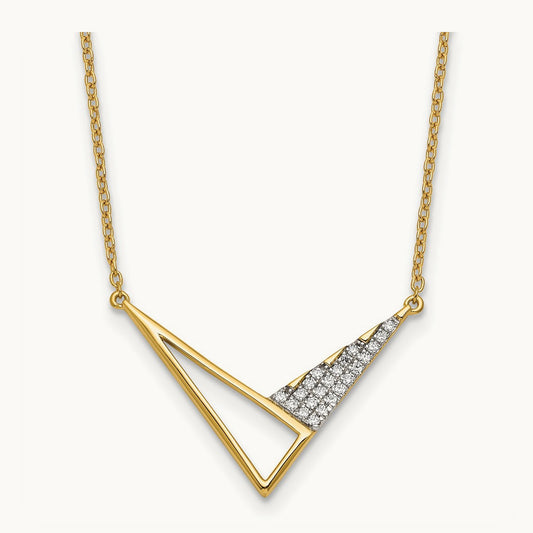 Polished Diamond Geometric Fashion Necklace, 14K