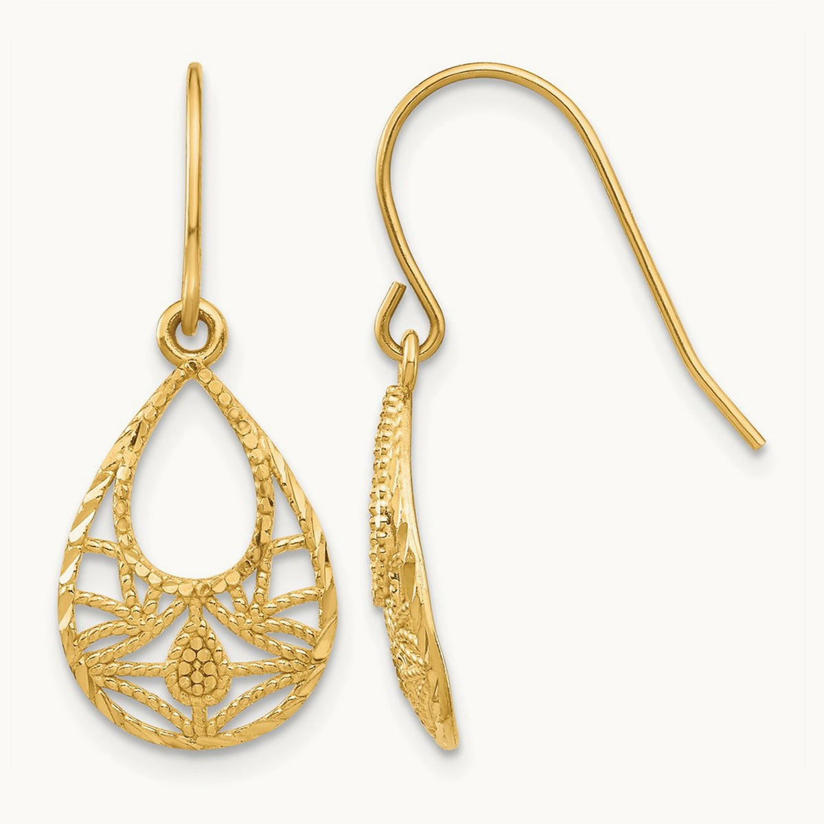 Diamond-cut Dangle Earrings — photo set
