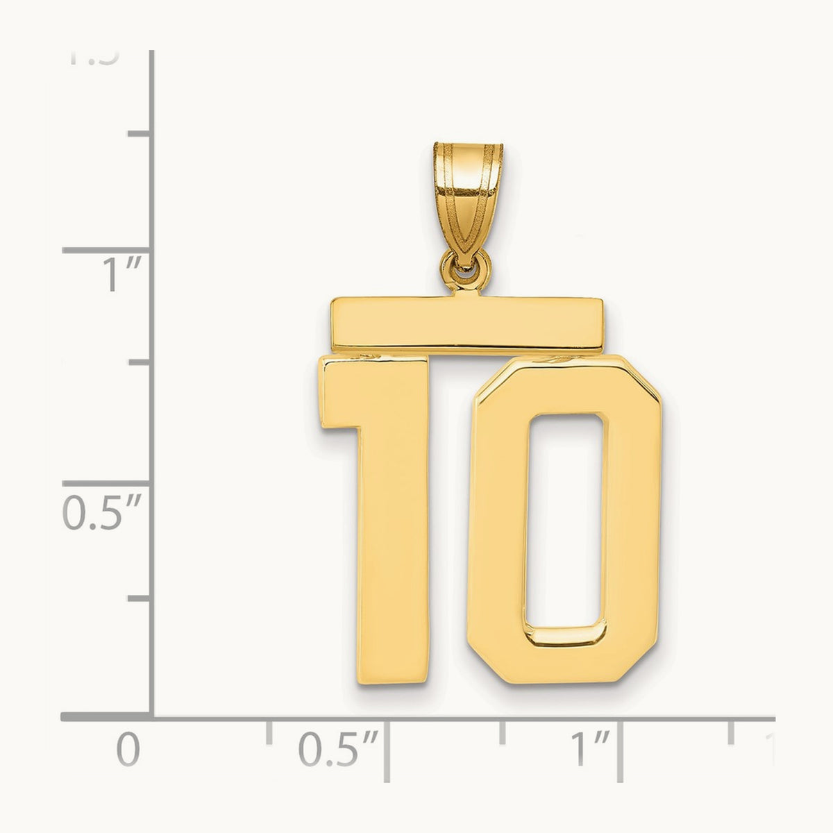 Large Polished Number 10 Charm, 14K