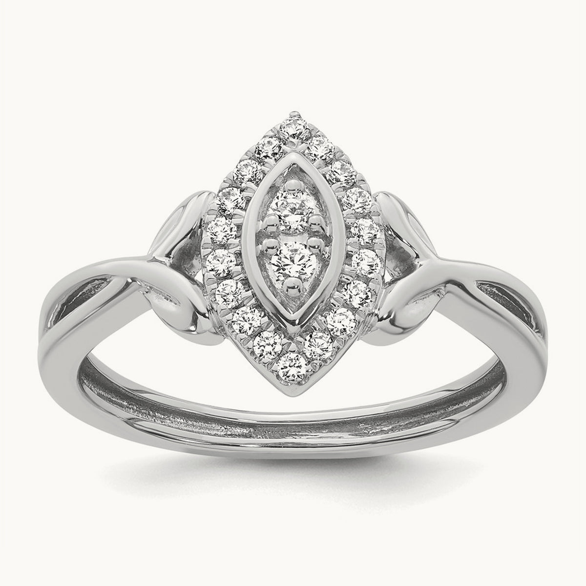 Complete Diamond Marquise Cluster Engagement Ring — 14K White Gold