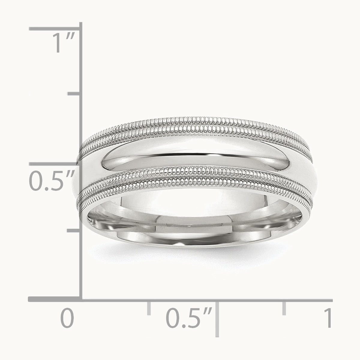 Sterling Silver 7mm Comfort Fit Double Milgrain Band