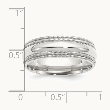 Sterling Silver 7mm Comfort Fit Double Milgrain Band