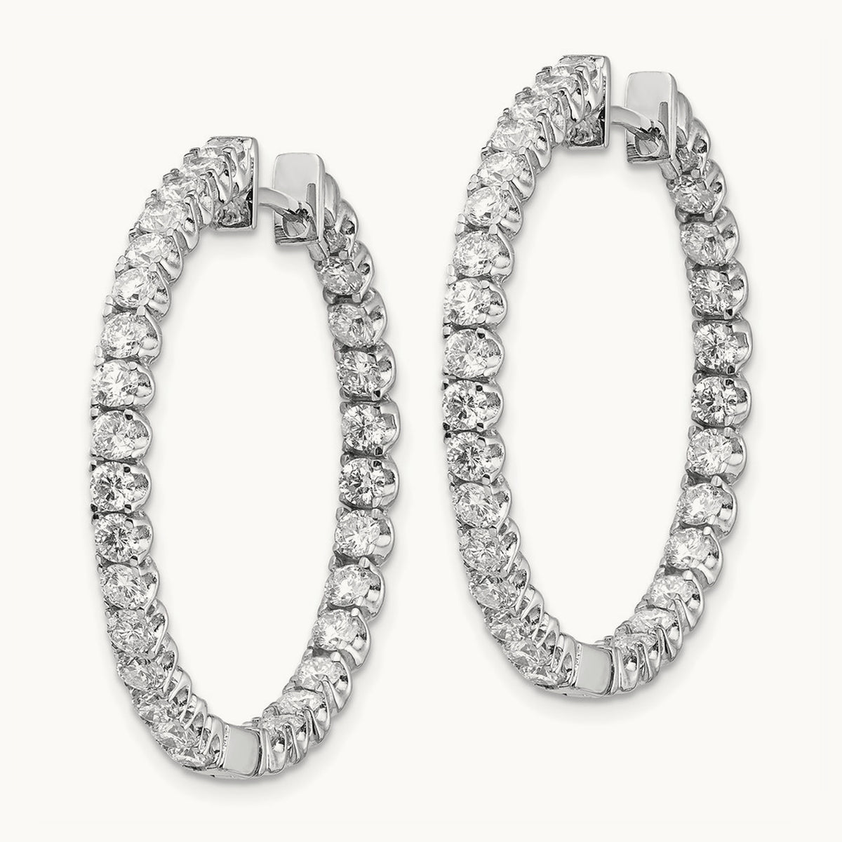 AA Diamond Hinged Hoop Earrings, 14K White Gold