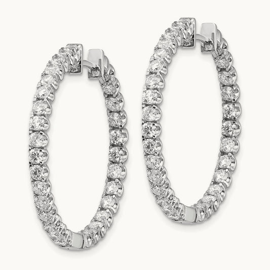 A Diamond Hinged Hoop Earrings, 14K White Gold