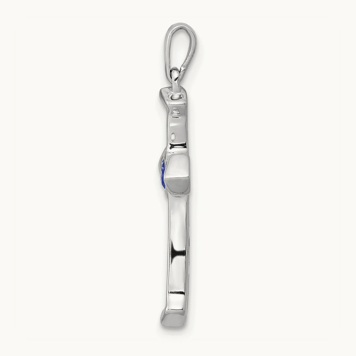 Created Sapphire Cross Pendant, 0.20 ct tw Lab-Grown Diamond