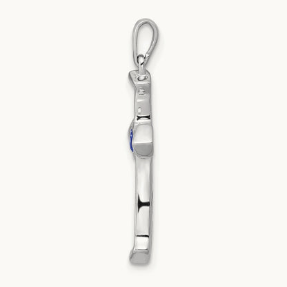 Created Sapphire Cross Pendant, 0.20 ct tw Lab-Grown Diamond