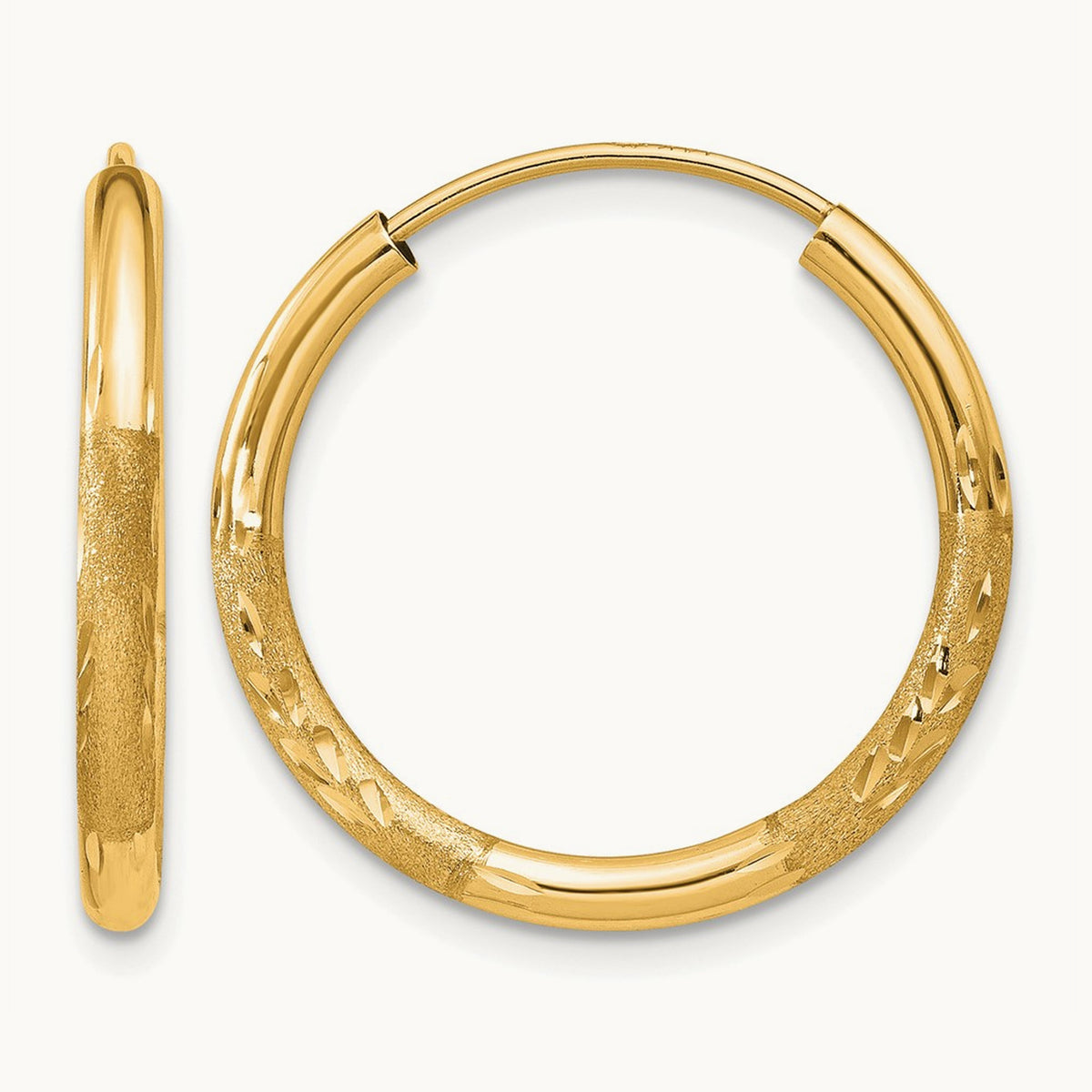 Satin Diamond-cut Endless Hoop Earrings — 20mm, 2mm