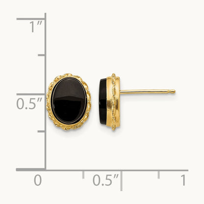 Madi K Bezel Onyx Earrings, 14K