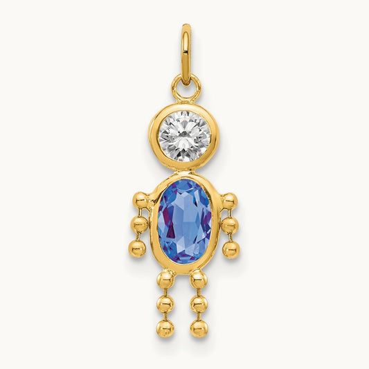 September Boy Birthstone Charm, 14K
