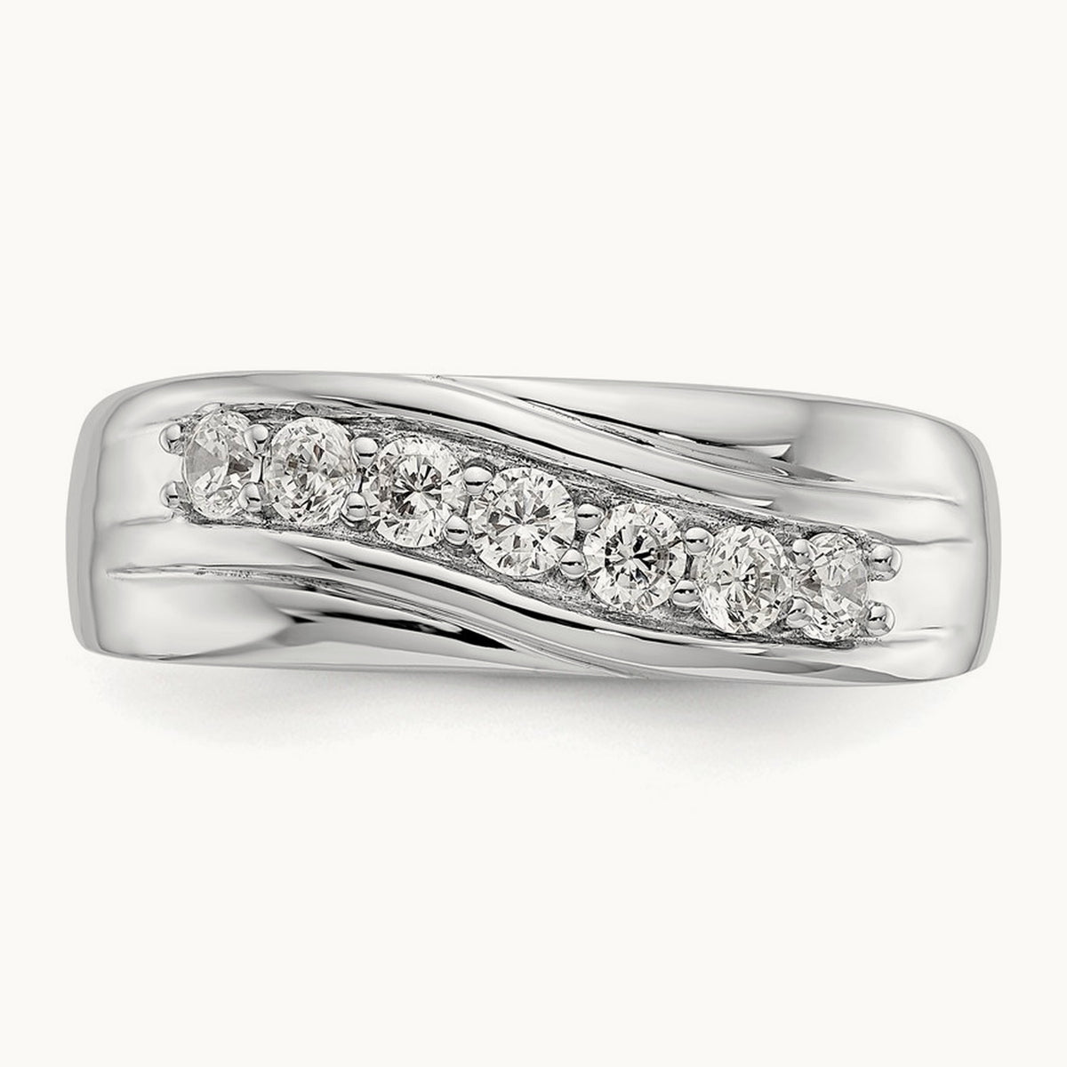 Seven Stone Men's Ring, 0.50 ct tw Lab-Grown Diamond — 14K White Gold