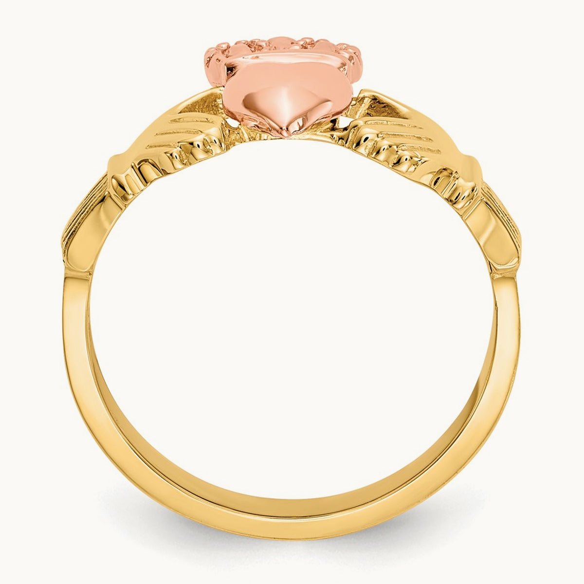 Polished Claddagh Ring, 14K Two-tone