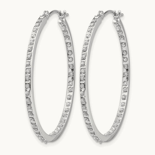 WG Diamond Fascination Dia. Dust/Accent Hoop Earrings, 14K