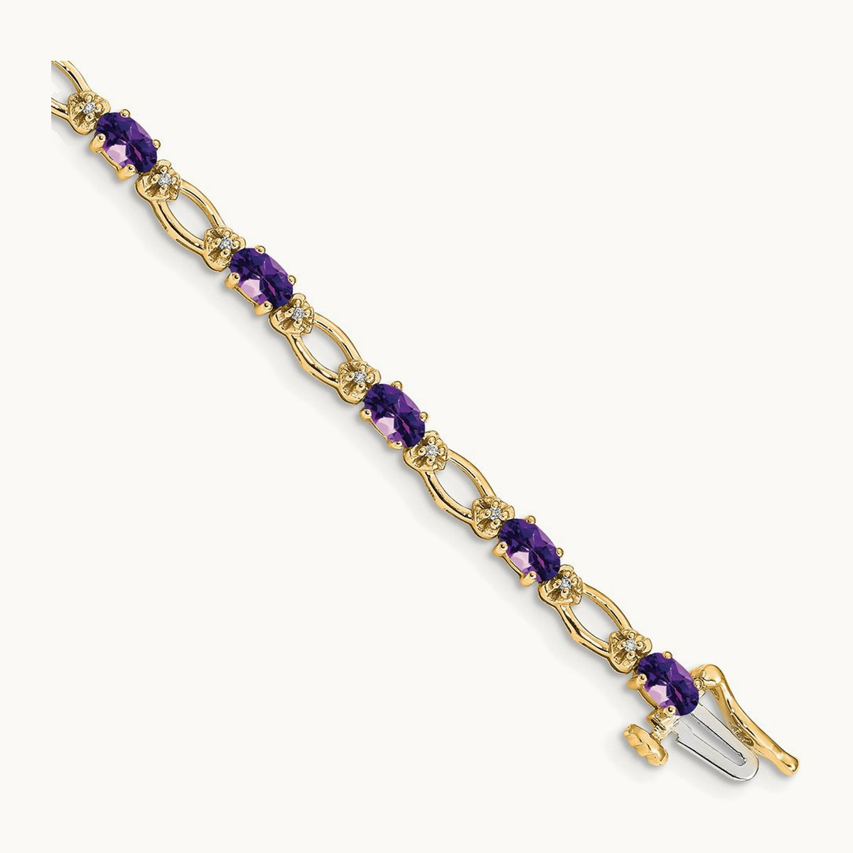 Diamond and Amethyst Bracelet — 14K Yellow Gold