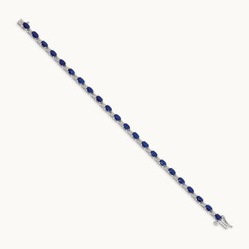 Diamond and Sapphire Bracelet, 14K White Gold