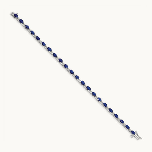 Diamond and Sapphire Bracelet, 14K White Gold