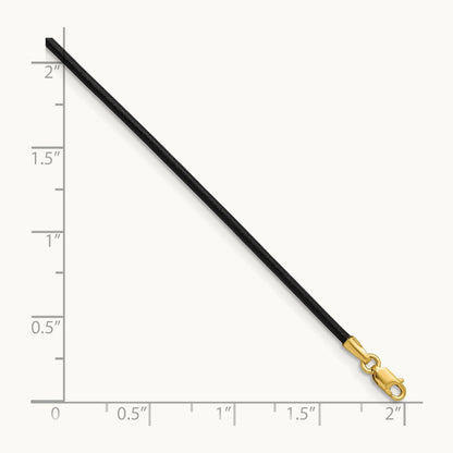 18in Black Leather Cord Necklace — 14K Yellow Gold, 1.5mm