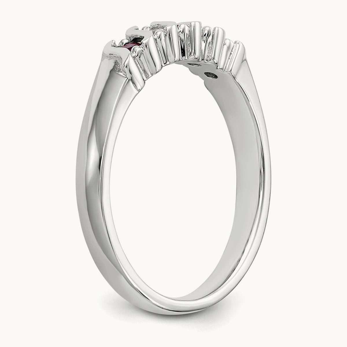 Diamond with Ruby Band — 14K White Gold, 0.2 ct, 7