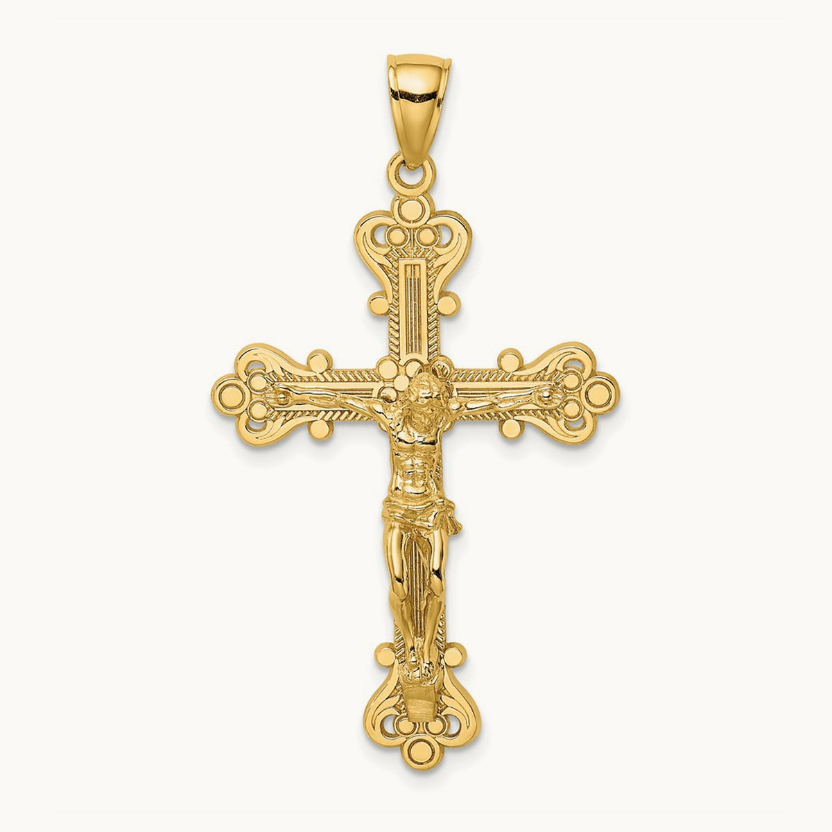 Engraved Crucifix Charm — 14K Yellow Gold, 44.8mm
