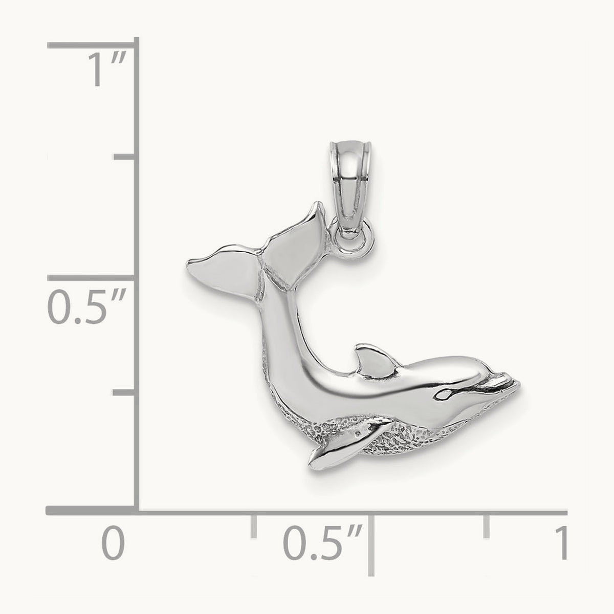Jumping Dolphin Charm — 14K White Gold