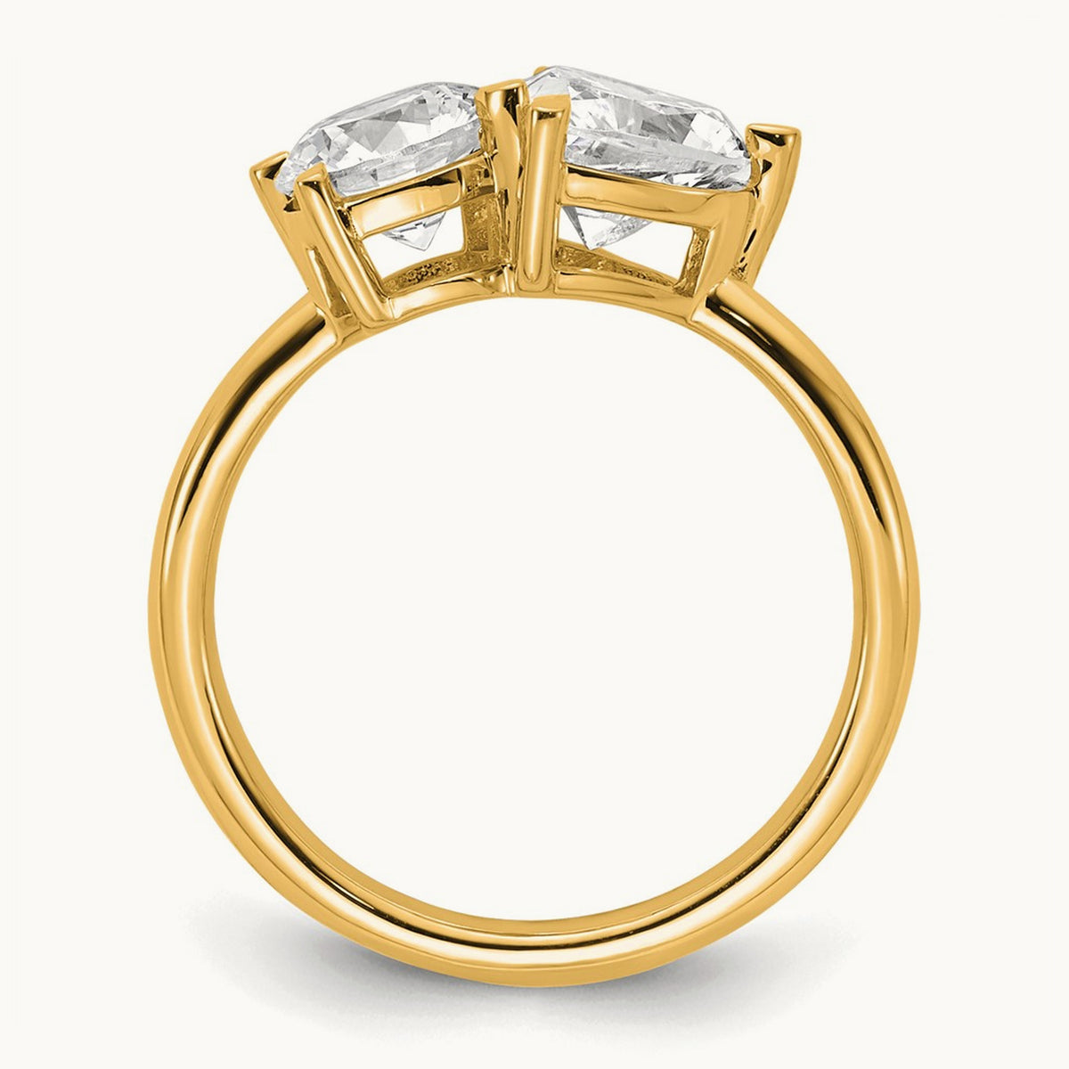 Round & Heart 2 Stone Engagement Ring, 2.00 ct tw Lab-Grown Diamond — 14K Yellow Gold