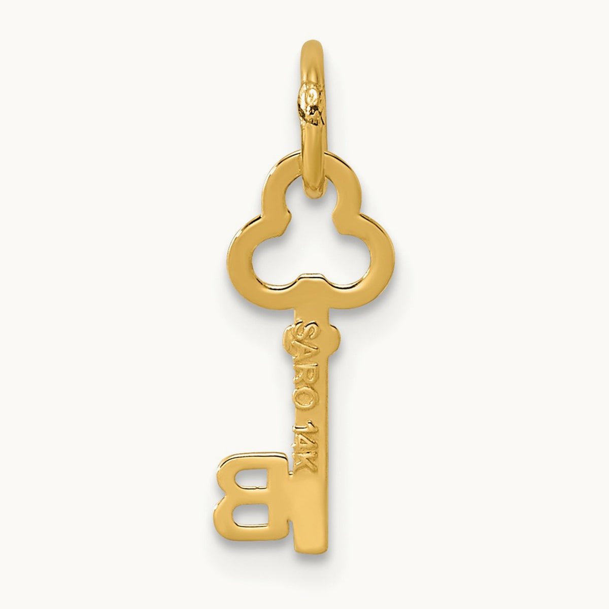 Key Initial Charm — 14K Yellow Gold, B