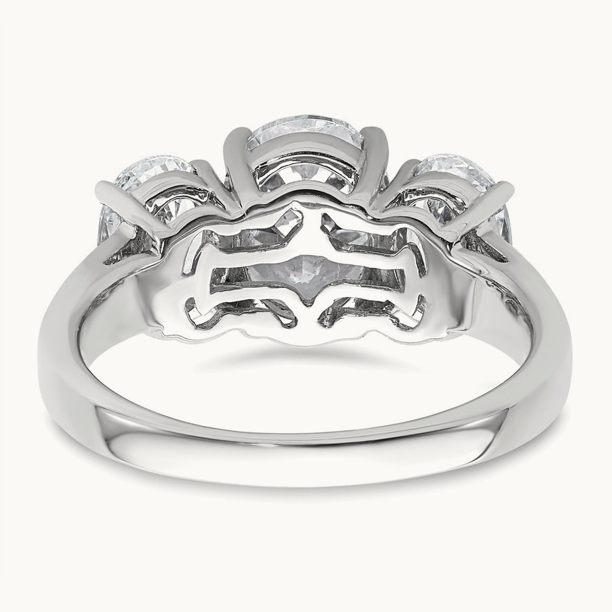 Oval 3 Stone Engagement Ring, 1.25-3.50 ct tw Lab-Grown Diamond — 3 5/8 ct, 14K White Gold