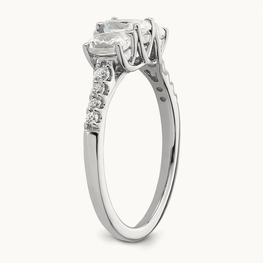 Oval Center Semi-Mount 3 Stone Engagement Ring, 0.10-0.25 ct tw Lab-Grown Diamond — 1/8 ct