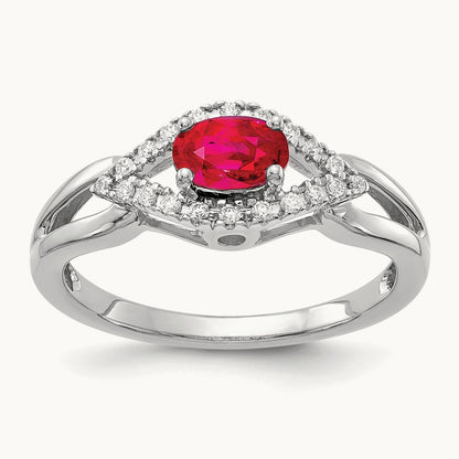 Diamond and Ruby Ring, 14K White Gold