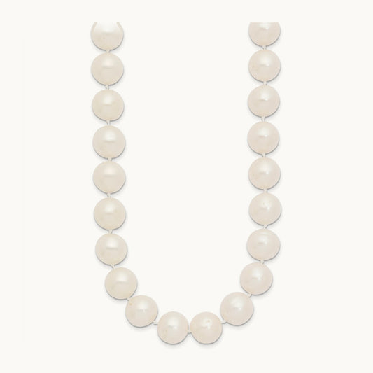 11- White Near Round Freshwater Cultured Pearl Necklace, 14K